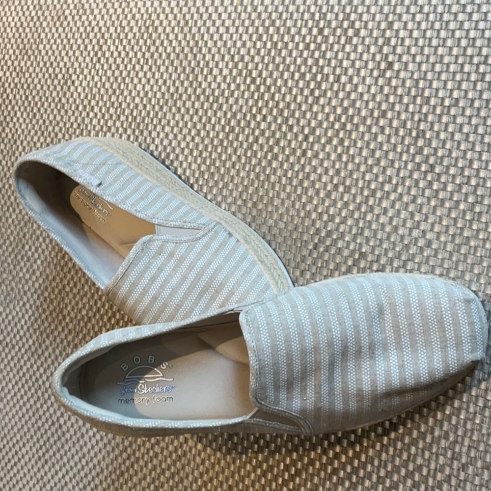BOBS from Skechers Women's Light Beige Striped Slip-On Flats